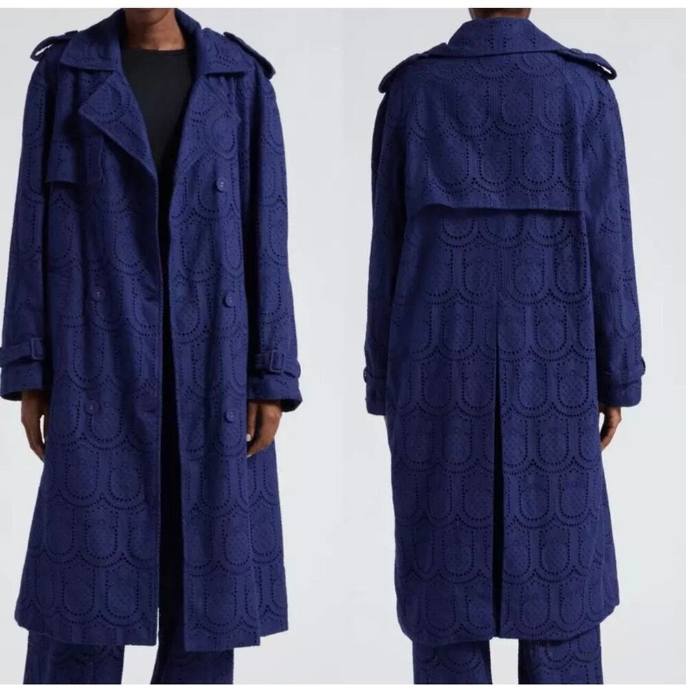 FARM Rio Blue Eyelet Coat - Picture 2 of 9